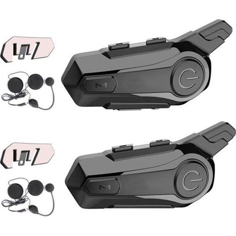 intercom moto PRUMYA Bluetooth 5.0 intercom moto duo pour 2 casques Distance de communication 1km Appel vers 12h Étanche IPX6