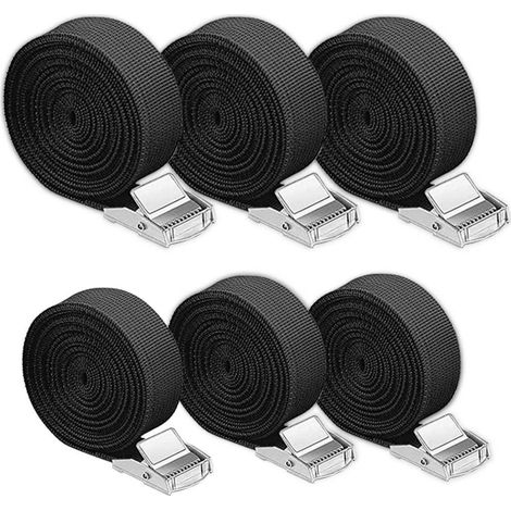Zurrgurte 6er Set, 1m/2m, Metallratsche, Schwarz