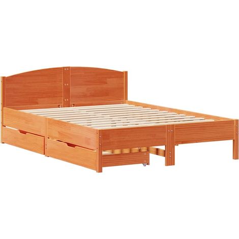 Bed Frame without Mattress Wax Brown 120x190 cm Small Double Solid Wood Pine vidaXL (1/4)