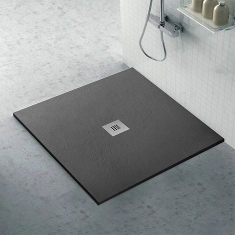 Piatto doccia 120x120 in marmo resina Karen antracite effetto pietra (1/5)
