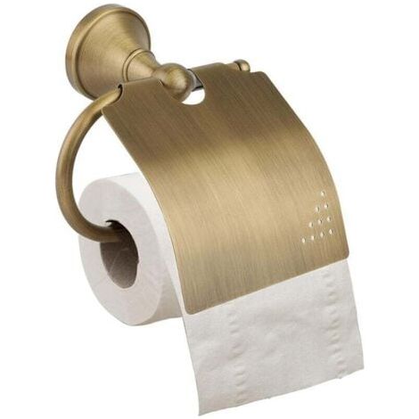 Rétro Porte-Papier Hygiénique Toilette Mural en Laiton Antique Support Porte Rouleau de Papier WC avec Couvercle (1/5)