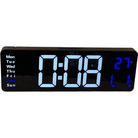 Horloge murale numérique 16,2 pouces, 10 niveaux de luminosité, fonction mémoire, horloge numérique LED moderne avec télécommande (1/5)