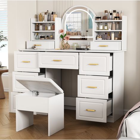 tisch wohnzimmertisch aufbewahrung 120x40x135 cm weiß OKMYHOME (1/5)