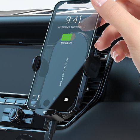 Chargeur de voiture sans fil 15 W à charge rapide, support de téléphone universel pour tableau de bord et grille d'aération. (1/5)