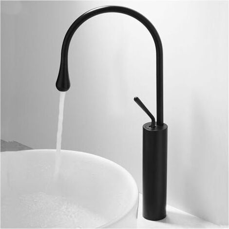 Robinet mélangeur thermostatique noir à une poignée pour lavabo de salle de bain, pivotant à 360 degrés