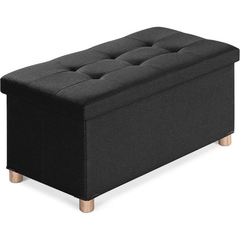 Banc de Rangement, Coffre de Rangement, Pouf Pliable, Montage Facile, pour Salon, Chambre, Entrée, Noir, 76 x 38 x 38 cm (1/5)