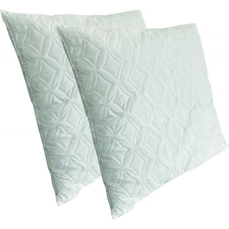 Lot de 2 Oreillers carrées 60x60cm garni de flocon mémoire de Forme, Coussin carré antiacarien et anti allergénique (1/3)