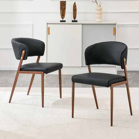 Chaises modernes – Lot 2 – Rembourrées – Métal – Dossier ergo – Similicuir – Salle à manger/Salon/Cuisine (1/5)