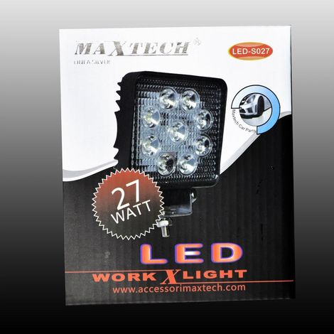 TRADE SHOP - Luci Di Lavoro 27w A Led Da Faro Quadrato Per Auto Fuoristrada Maxtech Led-s027 -