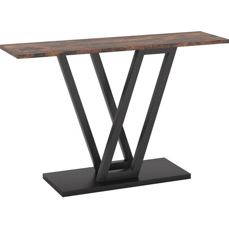 Table console étroite en MDF avec pieds en métal en V, 110 x 30 x 80 cm, design élégant pour entrée ou salon (1/5)