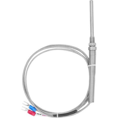 Thermoelement-Sonde Typ K, Edelstahl 304, 5 x 50 mm, M8-Gewinde, Temperaturfühler mit 2 m (78,7 Zoll) Isolierung (1/5)