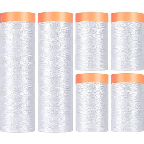 6 unidades de lona protectora de película de enmascaramiento de 120 m, cinta de enmascaramiento de pintura (4 unidades de 55 cm x 20 m + 2 unidades de 150 cm x 20 m) para proteger muebles. (1/5)