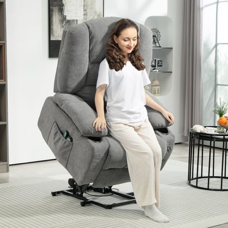 fauteuil salon releveur massage chauffage 97 cm gris OKMYHOME (1/3)