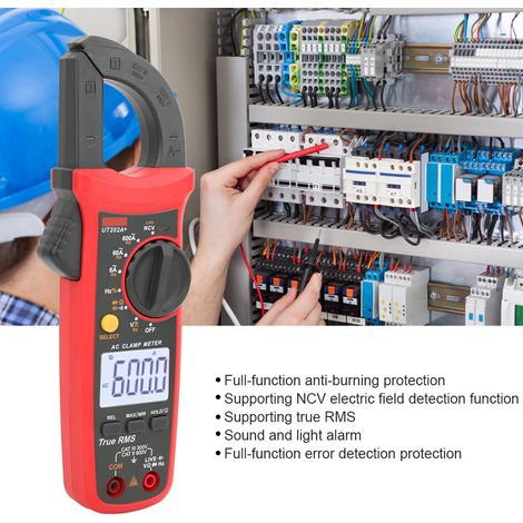 Pince ampèremétrique portable UNI T UT202a Mini à gamme automatique True RMS pour les tests de tension, courant, résistance et capacité (1/4)