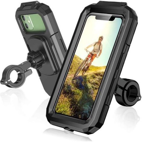 Support Téléphone Vélo - Étanche IPX6 - Rotation 360° - Compatible Guidon 22-32 mm - Pour Smartphones 5,5-6,8 Pouces - Noir