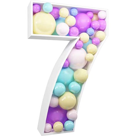 Mosaik-Ballonrahmen mit der Zahl 7, multifunktional, für Hochzeiten und Jubiläen (1/2)