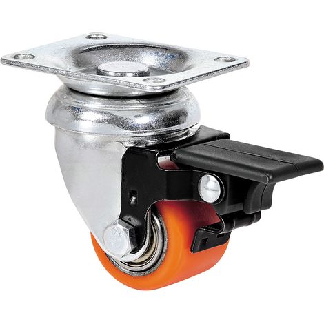 rueda giratora placa fr.10lpfn35-vnb hierro-poliur.vulcan.naranja eje bolas (1/3)