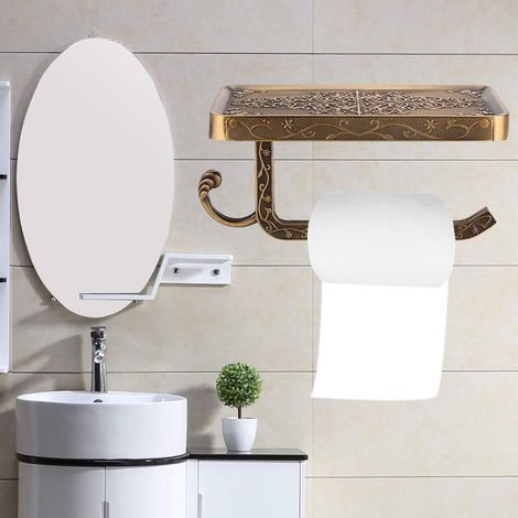 Europäischer Retro-Toilettenpapierhalter aus Messing, zur Wandmontage im Badezimmer, 18,3 x 10 cm. (1/4)