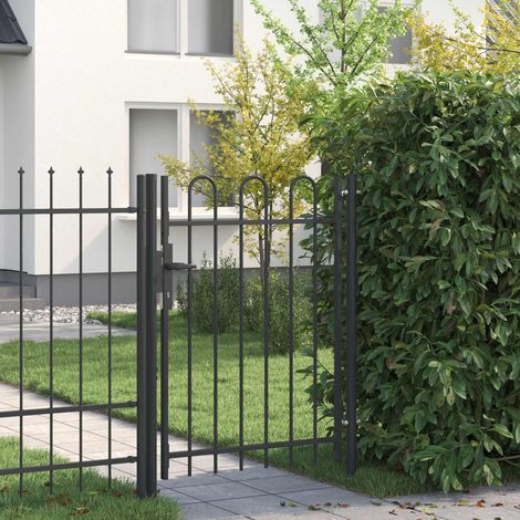 Porte de Clôture-Portail de jardin-Portillon de jardin Gris 103 x 175 cm Acier enduit de poudre (1/5)
