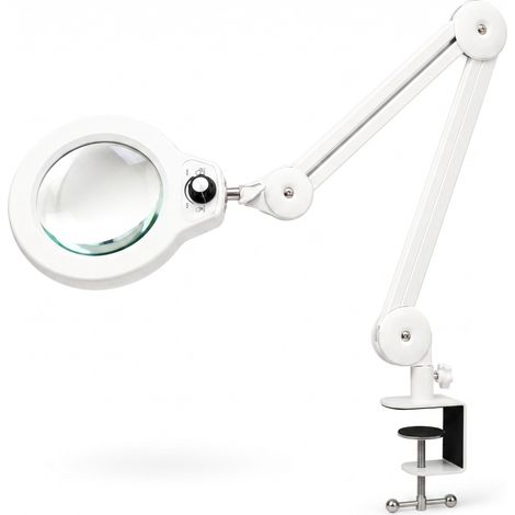 Lampe Loupe LED 125mm, Bras à Ressort Interne, Blanc (1/5)