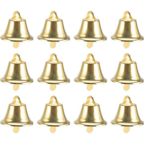 24 décorations de sapin de Noël dorées en forme de clochettes, à suspendre pour les fêtes de fin d'année. (1/5)
