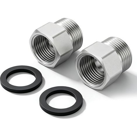 2 Pièces Raccord de Tuyau de Douche G1/2" à G3/8", Raccord Étanche en Acier Inoxydable Chrome pour Conduites d’Eau Domestiques (1/5)