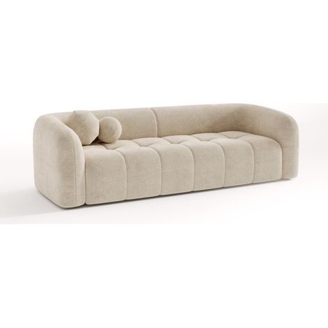 Canapé 3 places en velours texturé beige HAUSSMANN (1/5)
