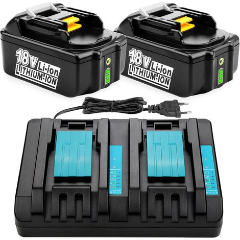 Energup 2 Pièces 5.0Ah 18V BL1850 Batterie + DC18RD Chargeur pour Batterie 18V BL1860 BL1850B BL1840 BL1850 BL1830 BL1815 Remplacement pour BL1850B BL1850 BL1840 BL1830 BL1820 BL1815 et Chargeur DC18 (1/5)