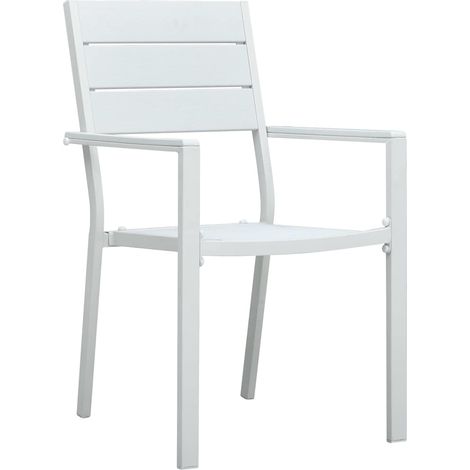vidaXL Sillas de jardín 4 unidades HDPE aspecto de madera blanco (1/2)