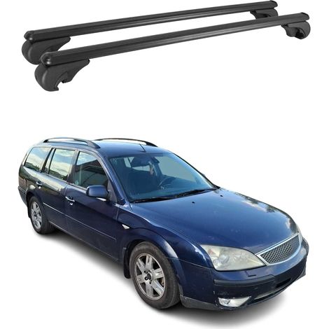 OMAC Aluminium Dachträger Querträger für Ford Mondeo II Kombi 2001-2007 – TÜV / DIN 75302:2019 – Abschließbar – Max. 75 kg – 2 Stangen Schwarz (1/5)