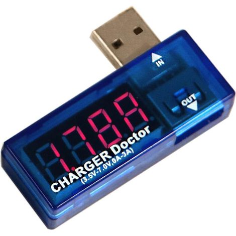 Multimètre USB Portable Testeur de Tension et Courant Électrique Compact pour PC Chargeur Voiture Panneau Solaire avec Affichage Bleu (1/5)