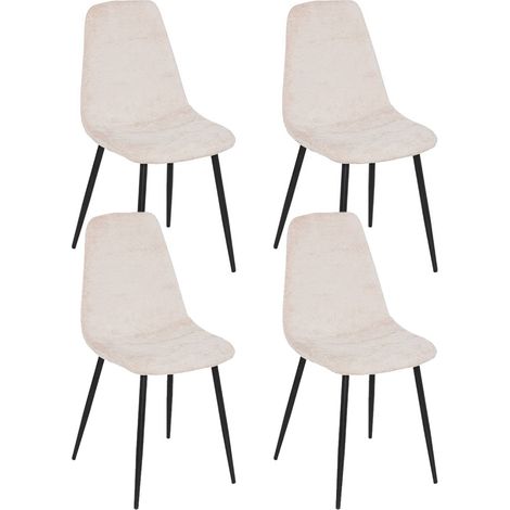 Lot de 4 chaises de salle à manger coloris beige et pieds en métal noir - Longueur 51 x Profondeur 45 x Hauteur 87 cm