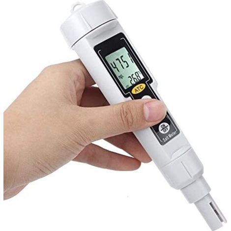 Cafopgrill Salinometer with LED LCD Dual Display, CT3081 Portable Digital Salinometer Temperature Humidity Tester Meter for Saltwater Swimming Pools