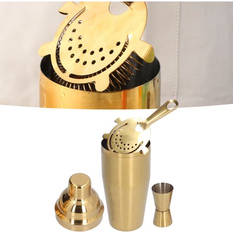 750-ml-Cocktailshaker-Set aus Edelstahl mit federbelastetem Messbecher mit Kurbel, elegantem Shaker, Messglas und Eissieb (1/5)
