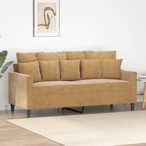 Sofá de 2 plazas terciopelo marrón 140 cm vidaXL (1/5)