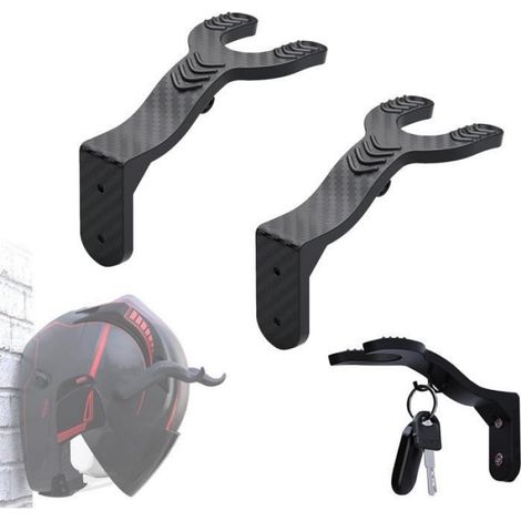 Support Casque Moto - Crochet Mural pour Casque et Clés - ABS Noir - 2 Pièces (1/4)