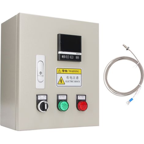 Régulateur de température PID intelligent 3 phases 380VAC 32A 15KW avec boîtier de commande et sonde thermocouple, contrôleur thermique précis pour usage industriel. (1/5)