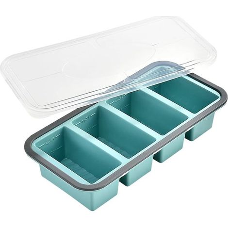 Silikon-Gefrierformen – Portionsbehälter für Suppen, Brühe und Soßen – Flexibler Silikonbehälter mit Deckel, Mehrfach-Gefrierform für 250 ml Lebensmittel (1/5)