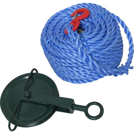 Gin Wheel Scaffold Pulley & 10M Rope 250KG (Scaffolder Lifting Block Attachment 0.25T)