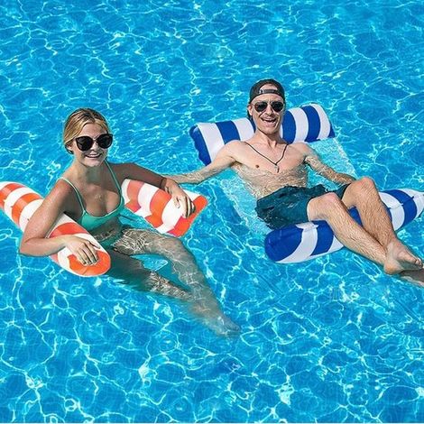 Matelas de piscine gonflable en 2 parties, tapis de natation 4 en 1, hamac flottant et accessoires de piscine pour se détendre et s'amuser (1/5)