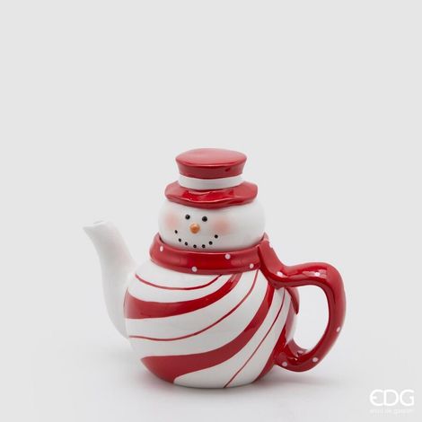 EDG Enzo De Gasperi Teiera di Natale Uomo Neve H 17 Cm 20 x 14 Cm White Red