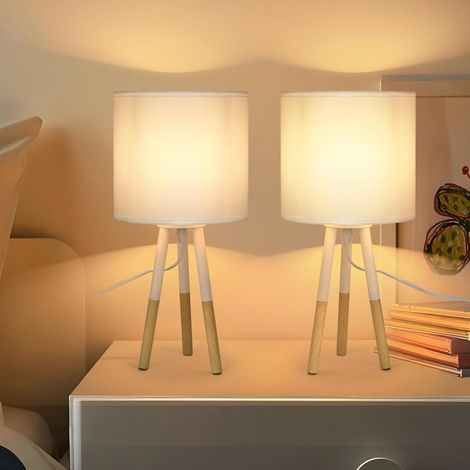 Lampes de chevet GBLY Ensemble de 2 lampes de chevet pour le salon - chambre à coucher, petites lampes de table E27, lampes de chevet blanches de style campagnard moderne pour lit, salle à manger, étu