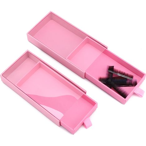 boîtes de rangement rectangulaires coulissantes pour faux cils, étui organisateur pour greffe de cils (couvercle transparent) (motif téléphone portable au fond) (couvercle transparent) (1/5)