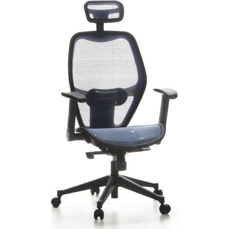 Siège de bureau / Fauteuil de direction AIR-PORT, tissu maille bleu hjh OFFICE
