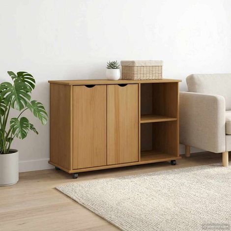 vidaXL Mobile con Ruote con ruota Marrone miele 100 x 39 x 65,5