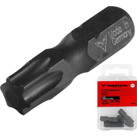 Jeu de 5 embouts de vissage Torx à impact T10 x 25 mm en acier inoxydable (1/5)