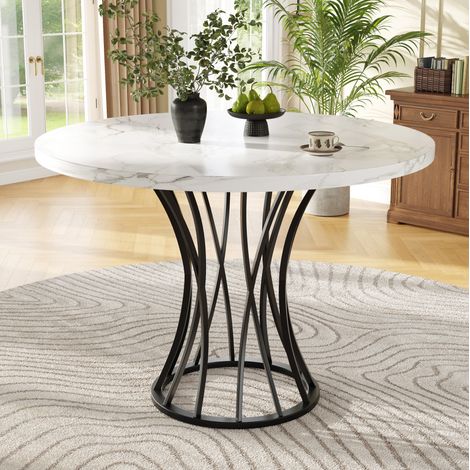 Esstisch 80x80x76 cm Schwarz aus MDF und Metall mit Marmoreffekt, verstellbaren Füßen und stabiler Konstruktion (1/5)