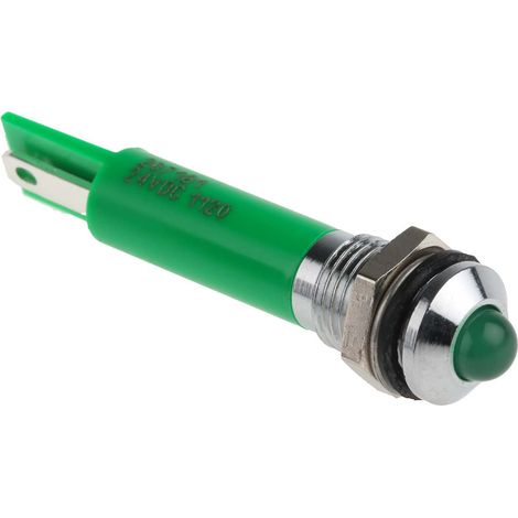 Voyant LED lumineux  Vert RS PRO, dia. 8mm, 24V c.c. ( Prix pour 1 )