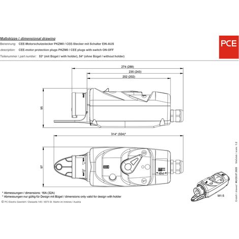 PCE 54015063 CEE Motorschutzstecker 16 A 5polig 400 V 1 St.