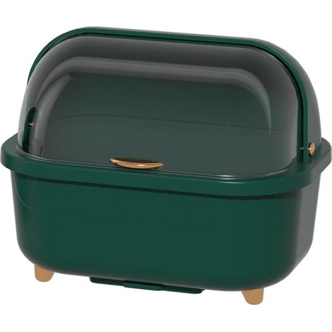 Boîte égouttoir à vaisselle multifonctionnelle et peu encombrante avec couvercle, accessoire de cuisine vert M (1/5)